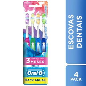 Escova Dental Oral-B Indicator Plus Color com 4  Unidades