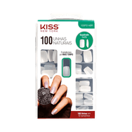 Unhas Postiças Kiss New York Naturais Quadrado Curto com 100 Unidades