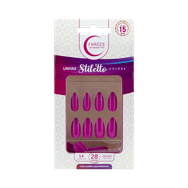 Unhas Fhaces Stiletto Colors Rosa Fucsia 28 unidades (UE1306)