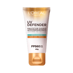 Protetor Solar Facial L'Oréal Paris Defender UV FPS 60 Antioleosidade Cor Média 40g