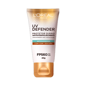 Protetor Solar Facial L'Oréal Paris Defender UV FPS 60 Antioleosidade cor Escura 40g