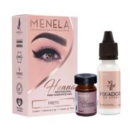 Kit Menela Henna Preto e fixador de henna para sobrancelha