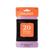 Elástico de Cabelo ProArt 3mm Preto com 20 Unidades