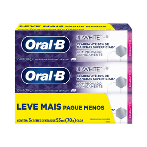Creme Dental Oral B 3D White70g Leve 3 Pague 2
