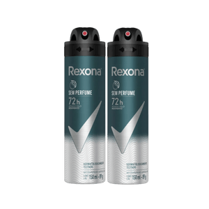 Desodorante Antitranspirante Aerosol Masculino Rexona Sem Perfume 72 horas 2 Unidades 150ml