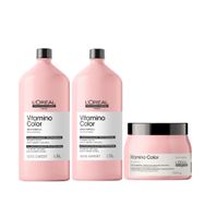 Kit L'Oréal Professionnel Serie Expert Vitamino Color Shampoo 1500ml + Condicionador 1500ml + Máscara 500g