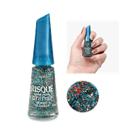 Esmalte Risqué Livre para Brilhar Glitter Azul De Paetê na Avenida