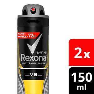 Desodorante Antitranspirante Aerosol Masculino Rexona V8 72 horas 2 Unidades 150ml