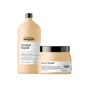 Kit L'Oréal Professionnel Serie Expert Absolut Repair Gold Quinoa Shampoo 1500ml + Máscara de Tratamento 500g