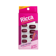 Unhas Ricca Quadrado Curto Vermelho Seda