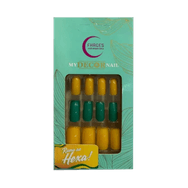 Unha Postiças Fhaces Verde Amarelo Lisa U5104