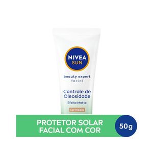 NIVEA SUN Protetor Solar Facial Beauty Expert Controle de Oleosidade Com Cor FPS 60 50g
