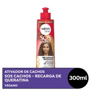 SOS Cachos Salon Line Ativador de Cachos Queratina Reparação Total 300ml