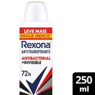 Desodorante Aerosol Antitranspirante Rexona Antibacterial + Invisible 250ml