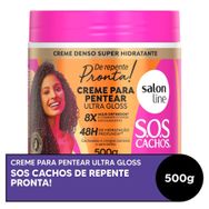 Creme para Pentear SOS Cachos De Repente Pronta! Super Brilho Salon Line 500g
