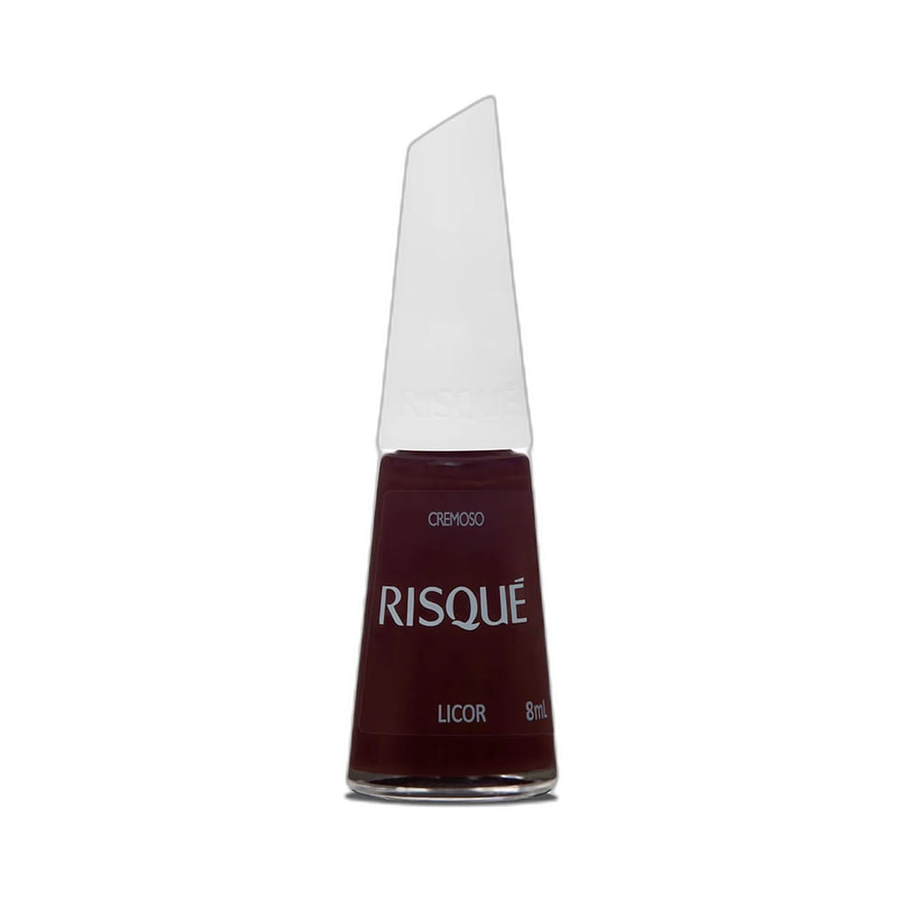 Frasco de esmalte Risqué Cremoso Licor com acabamento cremoso e cor marrom escuro